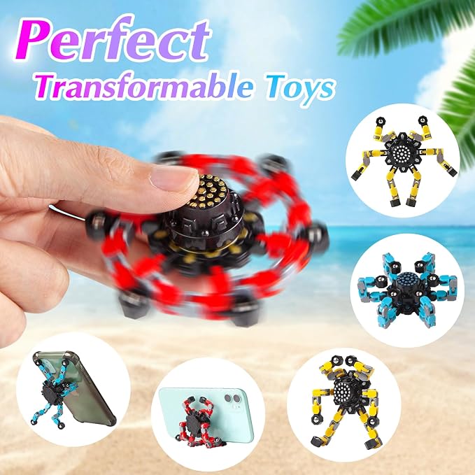Gokeey Transformable Fidget Spinners for Kids and Adults Stress Relief Sensory Toys for Boys and Girls Fingertip Gyros for Kids Classroom Birthday Party Favors