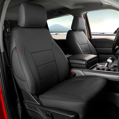 coverdream F150 Seat Covers for 2015-2020 Ford F150 SuperCab XL/XLT/Lariat & 2017-2022 F250/F350 SuperCab XL/XLT/Lariat,2-Door,Fully Covered,Waterproof Leather Seat Protector(Full Set,Black)