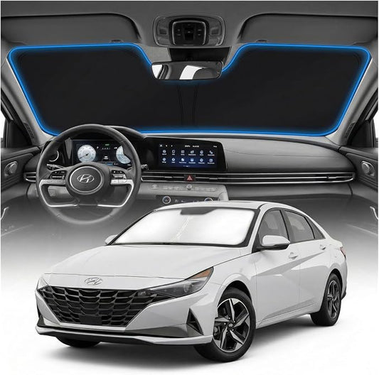 for Hyundai Elantra Sun Shade Windshield Cover - Custom Fit Elantra Accessories 2021-2025 2026 Sunshade Foldable UV Protection & Heat Shield Sun Visor Accessories