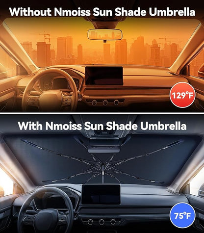 Nmoiss Windshield Sun Shade Umbrella for Honda CR-V - [Vinyl Coating Heat Shield] Protect Car from Sun Rays & Heat Damage Keep Cool and Protect Interior, Spring Structure Edge
