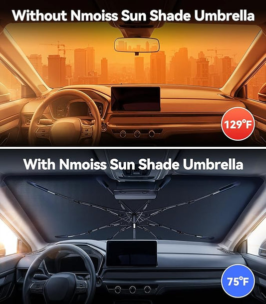 Nmoiss Windshield Sun Shade Umbrella for Honda CR-V - [Vinyl Coating Heat Shield] Protect Car from Sun Rays & Heat Damage Keep Cool and Protect Interior, Spring Structure Edge