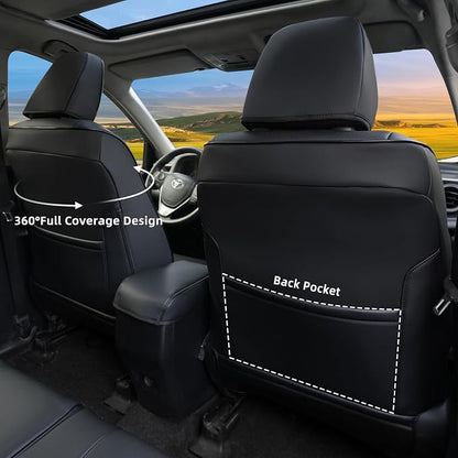 Lolcar Rav4 Car Seat Covers for Toyota Rav4 XLE,Platinum,Limited 2013-2018 & SE 2016-2018,Custom Leather Truck Seat Cover Full Set for SUV,Waterproof Car Seat Protector,Faux Leather(Black)