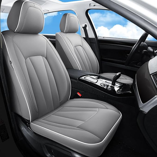 Car Seat Covers Full Set, Leather Seat Covers for Cars, Waterproof Car Seat Protector,Non-Slip Car Interior Covers, Automotive Seat Covers for Most Cars SUVs, Gray