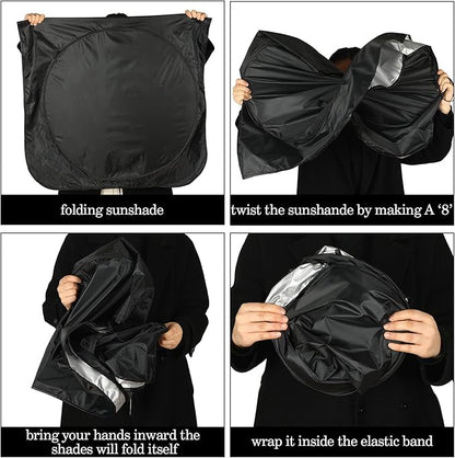 Windshield Sun Shade Foldable Car Front Window Covers for Car Accessories Sun Heat UV Rays Visor Protector Protection for Universal Cars SUV Truck(Pink Sequins)