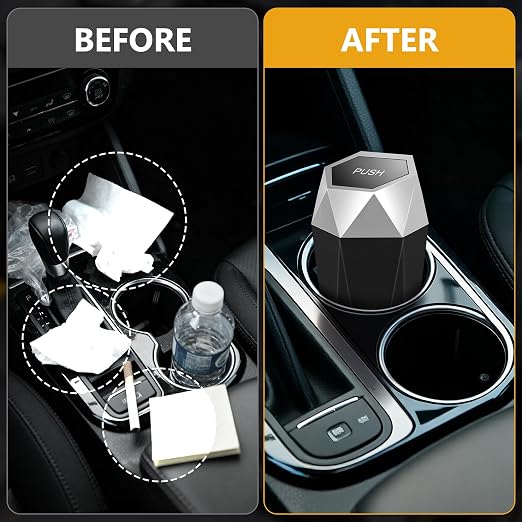 Car Trash Can with Lid - 1-Pack, Interior Accessories for Vehicles, Leakproof Garbage Can with 30 Detachable Trash Bags, Multipurpose Organizers and Storage Solutions for Home and Office