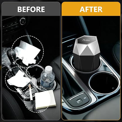 Car Trash Can with Lid - 1-Pack, Interior Accessories for Vehicles, Leakproof Garbage Can with 30 Detachable Trash Bags, Multipurpose Organizers and Storage Solutions for Home and Office