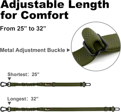 Plutus Pet Dog Seat Belt for Car, Adjustable Dog Car Harness with Carabiner Clip, Reflective Safety Dog Seatbelt Leash with Elastic Bungee, Ranger Green