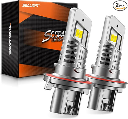 SEALIGHT H13 Bulb, H13 9008 Fog Lights Bulb 40000LM Super Bright,9008 Head Light Bulbs Fanless In Line Car Fog Bulb Plug and Play, Pack of 2