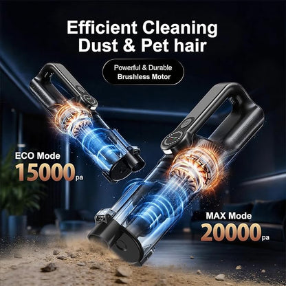 Handheld Vacuum Cordless 2-in-1, 25000PA Powerful Suction Car Vacuum & Blower, Portable Rechargeable Mini Vacuum 80000RPM, 38Min Runtime USB-C for Car Home Office. (Black)