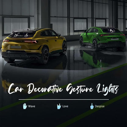 DIBMS Car Gesture Decorative Lights, Ambient Lighting, Rechargeable LED Gesture Lights for Car Road Rage LED Signs Calm Road Rage, Remote Control Triple Mode Fun Finger Lights (White)