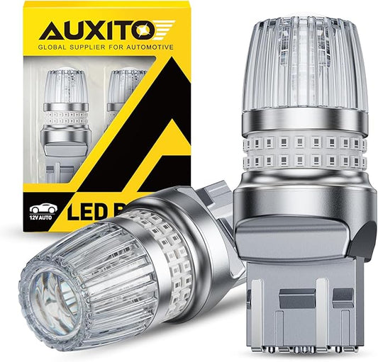 AUXITO Latest 7440 7443 LED Bulb Red Brake Lights Tail Lights, 700% Brighter 7441 7444 T20 992 WY21W LED Bulbs with Projector for Stop Third Brake Backup Tail Signal Marker Light, Pack of 2