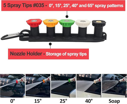 BEAR FORCE Pressure Washer Gun Up to 3000 PSI with Undiluted Mini Foam Cannon Set, 5 Spray Nozzles, Power Washer Spray Gun with 3/8'' Swivel Quick Connect, M22-15mm Connector, Car Wash, Car Detailing