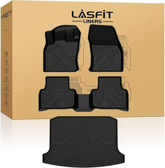 LASFIT Floor Mats & Cargo Mats for Volkswagen Taos 2022-2026(Only Fit FWD), All Weather TPE Custom Fit Floor Liners for VW Taos Accessories 1st & 2nd Row Car Mats & Trunk Mats, Easy to Clean, Black