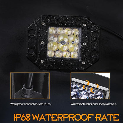 Flush Mount LED Pods, Nirider 2PCS 84W Bumper Lights 5 Inch Spot Beam Driving Light LED Light Bar Flush Work Light Off Road Lights for Truck SUV ATV UTV Boat