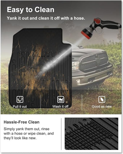 KIWI MASTER Floor Mats for 2009-2018 Dodge Ram 1500 Quad Cab, 2019-2024 Ram 1500 Classic Quad Cab, Custom Fit All Weather Car Mats, Heavy Duty TPE Floor Liners, Front & Rear 2 Row, Black