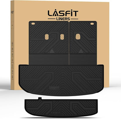 LASFIT Cargo Trunk Mat & Backrest Mats for Hyundai Palisade 2025 2024 2023 2022 2021 2020 All Weather TPE Custom Fit Car Trunk Mats Cargo Liner & Seatback Mats Accessories, Black