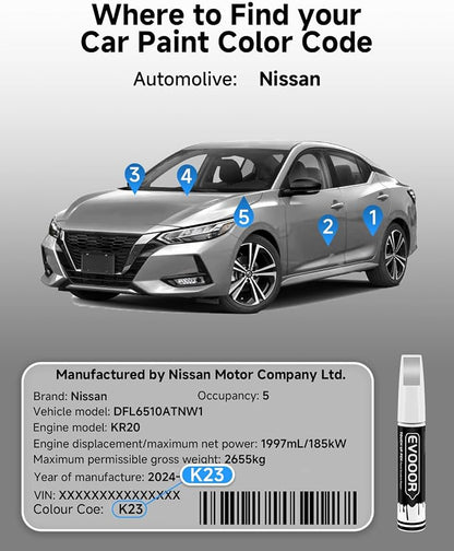 Touch Up Paint Compatible with Nissan Exact Match 2 in 1 Touch up Paint for Chips and Nicks Repair (Brilliant Silver Metallic(K23) Compatible with All Models)