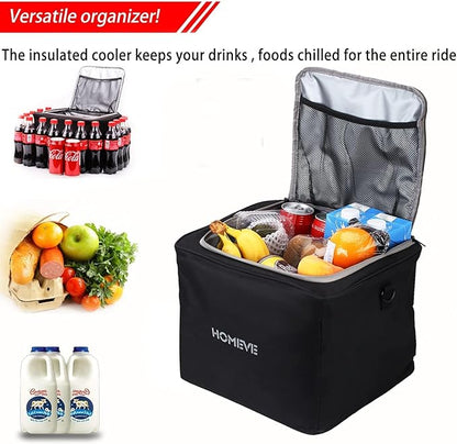 Homeve Car Trunk Organizer for SUV, 25Gal Large Capacity No-Sag Heavy Duty, Foldable Waterproof Anti-Slip Storage with 12 Pockets, Fit Sedan,Truck,Universal Car Accessories, Black, 3 Compart, Large