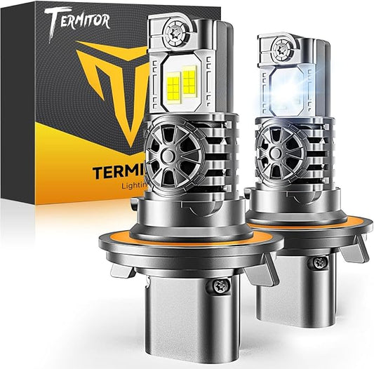 Termitor Upgraded 9008/H13 Bulbs, 70,000LM 1500% Ultra-Bright, 6500K Pure White H13/9008 Light Conversion Kits, IP68 Waterproof, Easy Plug and Play Installation, Pack of 2