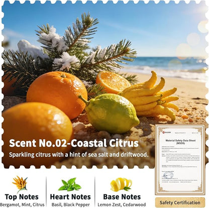 Car Air Freshener Refill, Waterless Essential Oil, Only for SSCILIFE Smart Car Air Freshener, Scent_No.02 Coastal Citrus