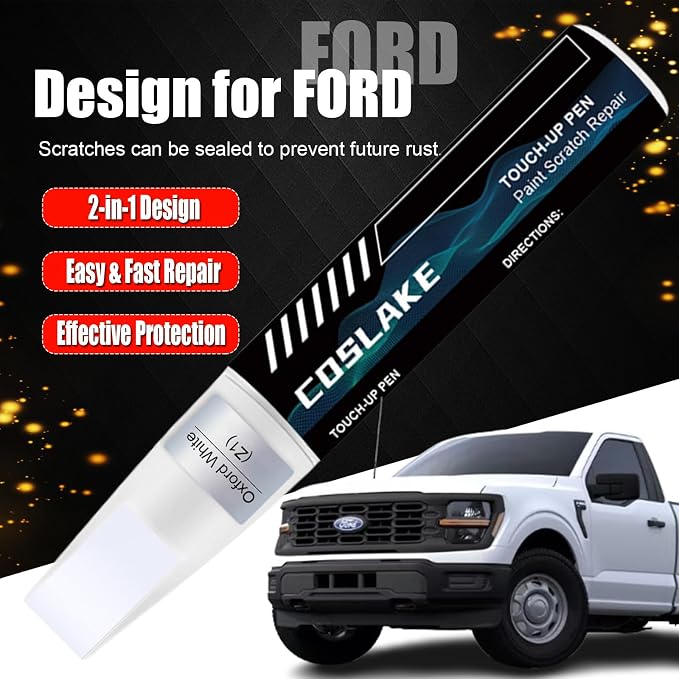 Car Touch Up Paint(Ruby Red Metallic Tinted Clearcoat(RR)) for Ford, Car Paint Scratch Repair Kit, Quick & Easy Solution to Repair, 2 in 1 Scratch Remover Pen with 2PCS Disposable Micro Applicators
