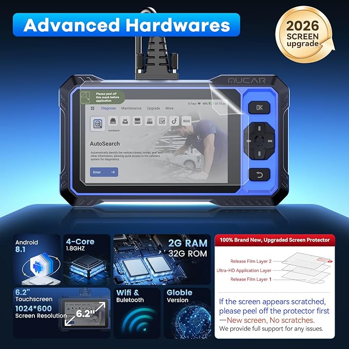 OBD2 Scanner, MUCAR 632 Elite AI-Assisted Bidirectional Scan Tool, 15 Reset Services Oil/TPMS/EPB/BMS/SAS/Brake/Throttle Car Scanner Diagnostic Tool, AutoAuth FCA, CANFD, AutoVIN, Lifetime Free Update