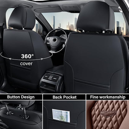 Coverado Car Seat Covers, Seat Covers Front Seats, Coffee Car Seat Cover, Waterproof Car Seat Covers, Car Seat Cushion, Front Leather Seat Protector Fit for Most Cars