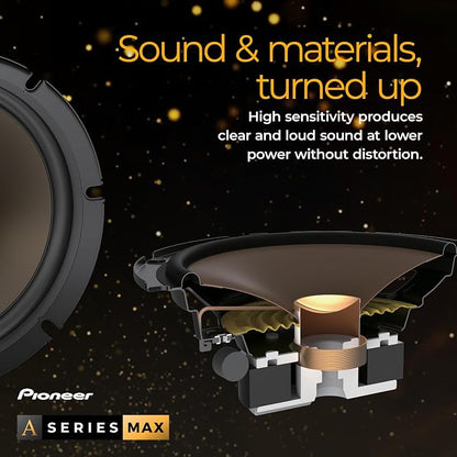 Pioneer A-Series MAX TS-A653CH 6.5” 2-Way Speakers (Pair) – 370W Max, Crisp Highs + Clear Vocals, Enhanced Bass, Ideal Factory Upgrade, Installation Adaptors Included
