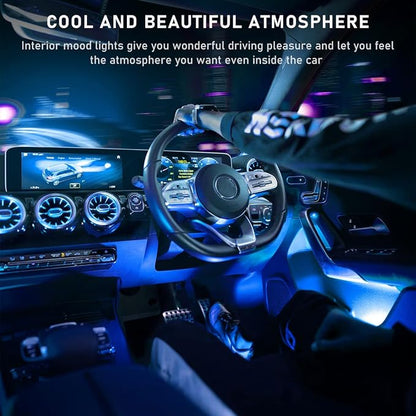 Ohleats Car LED Strip Light, 48 LED RGB Auto Interior Atmosphere Lights, Cigarette Lighter Under Dash Ambient Night Light, Interior Lamp Lighting Kit (Ice Blue, USB)