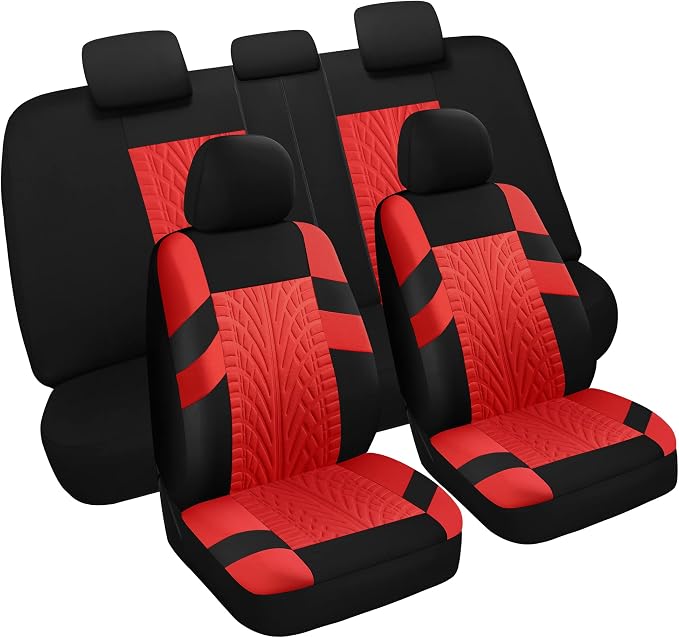 VarCozy Car Seat Covers Full Set, Front & Split Rear Bench for Car, Universal Cloth SUV, Sedan, Van, Automotive Interior Covers, Airbag Compatible