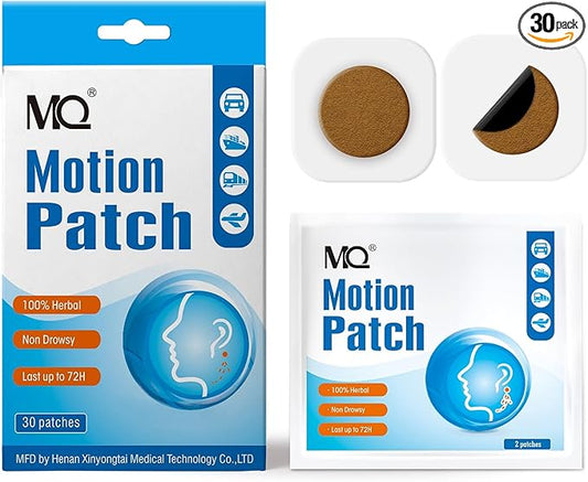 MQ Motion Sickness Patch,30 Count,Non Drowsy Sea Sickness Patches Behind Ear for Cruise Ship Travel, Waterproof Car Sick Patches Fast Acting & Long Last 72H