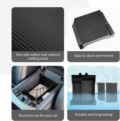 CDEFG for 2020-2023 2024 Edge Center Console Organizer Tray Compatible with 2020-2023 2024 Ford Edge Middle Console Organizer Armrest Tray Storage Box 2023 2024 Edge Accessories (Black Trim)