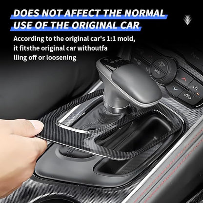 Car Central Control Gear Shift Panel Trim Cover for Dodge Challenger 2015 2016 2017 2018 2019 2020 2021 2022 2023 Auto Interior Decorations Accessories Center Console Carbon Fiber Style Kit