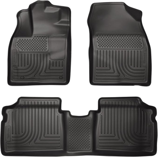 Husky Liners Weatherbeater Floor Mats | Fits 2012-2015 Toyota Prius Plug - in | Front & 2nd Row, 3-pc Black - 98931