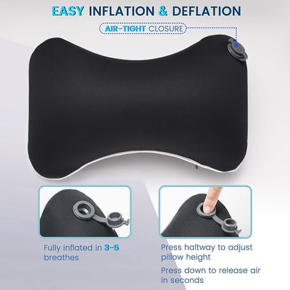 Keemall Inflatable Car Neck Pillow, Soft Headrest Inflatable Car Pillow for Driving Seat with Adjustable Strap, Comfortable Ergonomic Design Neck Support and Breathable Washable Cover