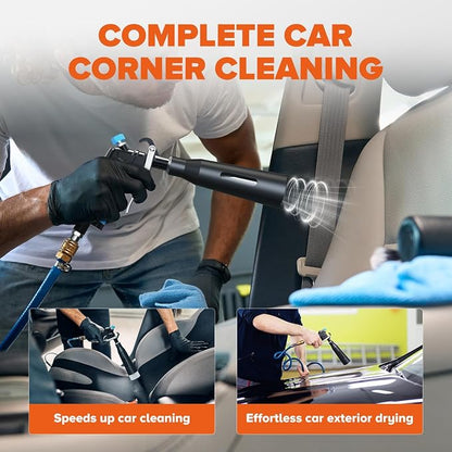 Tornado Air Cleaning Gun, Upgraded High Pressure Dryer Air Blow Gun Adjustable Wind Speed, 360° Rotating Nozzle for Thorough Cleaning Car Detailing Tools for Car Interiors & Exteriors
