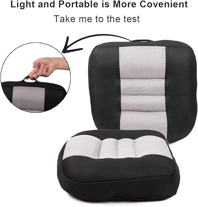 Srutirbo Car Booster Seat Cushion Raise The Height for Short People Driving Hip (Tailbone) and Lower Cack Fatigue Relief Suitable for Trucks, Cars, SUVs, Office Chairs, Wheelchairs (Black and Gray)
