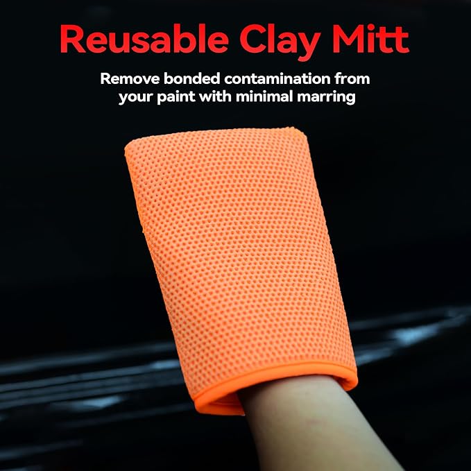 Premium Single Clay Mitt for Auto Detailing – Scratch-Free Synthetic Glove, Reusable Clay Bar Alternative for Paint, Glass & Plastic, Quick and Efficient Decontamination