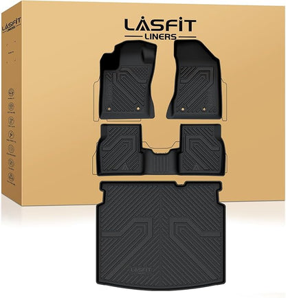 LASFIT Floor Mats for Jeep Compass 2026 2025 2024 2023 2022 2021 2020 2019 2018 2017, All Weather TPE Custom Fit Floor Liners Cargo Mat Trunk Liner Full Set 4 PCS Accessories for Compass Black