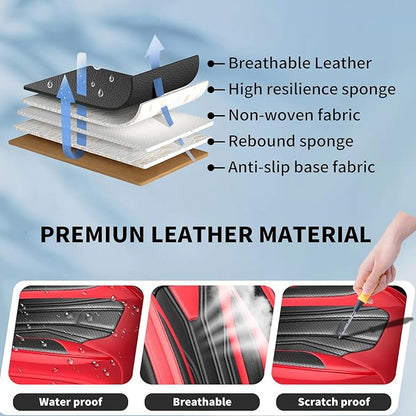Car Seat Covers Fit for Jeep Grand Cherokee 2007-2025 2026 -Full Set Premium Leather, Waterproof & Breathable，All-Weather Seat Cushion Protecto & Airbag Compatible, 2 Front Seat Red & Black