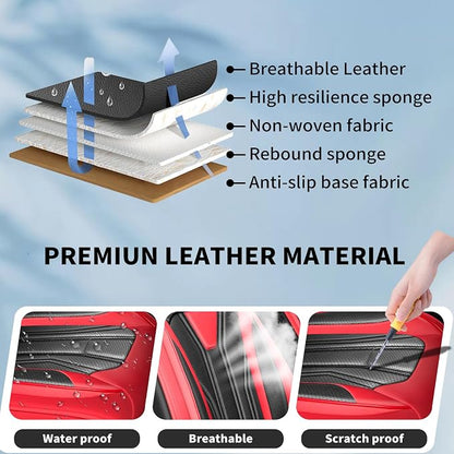 Fit Gladiator Car Seat Covers for Jeep Gladiator 2020-2025 2026 -Full Set Premium Leather, Waterproof & Breathable，All-Weather Seat Cushion Protecto & Airbag Compatible, 2 Front Seat Red