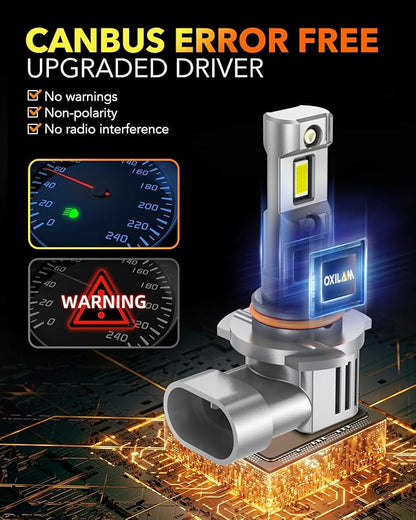 OXILAM 9005 LED Bulbs 40000LM Super Bright 900% Brighter, 3 Min Quick Install, 20 Years Lifespan, No Flicker, 99% Compatibility