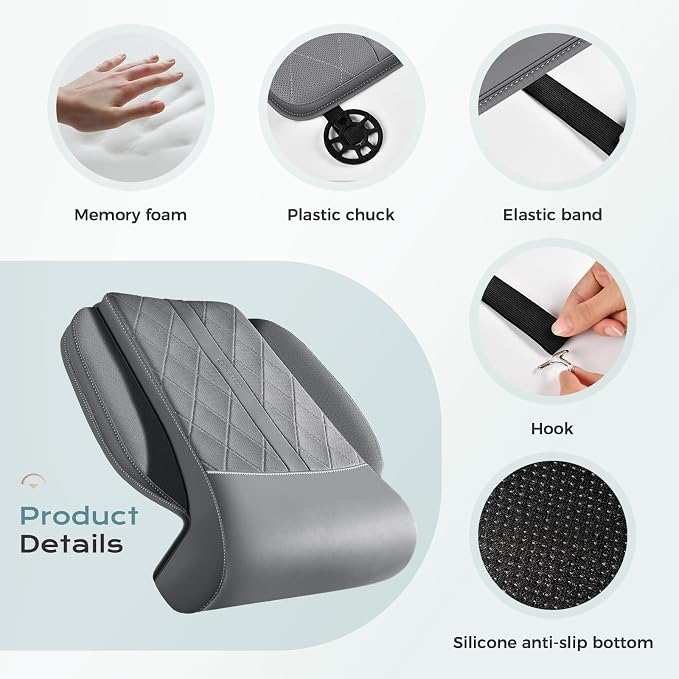 Coverado Car Seat Leg Support Cushion, Leather Car Seat Extender, Universal Leg Extender Cushions for Long Driving, Waterproof Leg Extension Support Pad Car Seat Cushions for Most Cars (Update,Gray)