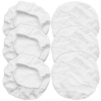 Bonsicoky 6 PCS Car Polishing Bonnet Buffing Pad Cotton Buffing Pad Cover for 5" - 6" Car Polisher, White