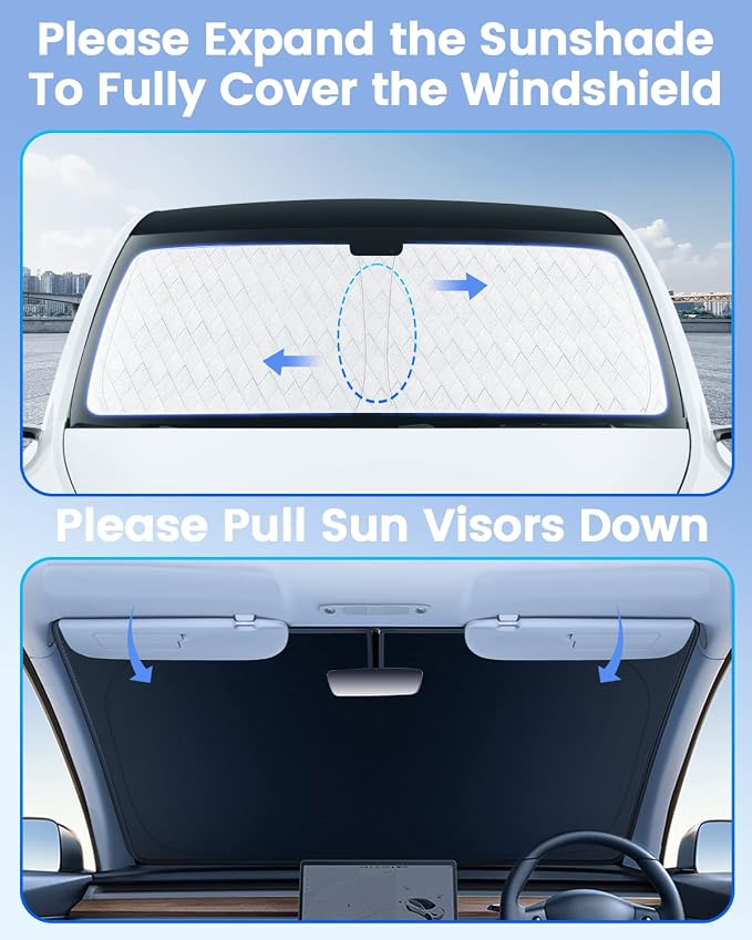 KUST Windshield Shade Custom Fit for Nissan Frontier 2022 2023 2024 2025 2026 Car Accessories Sun Shade Front Windshield Sun Visor Foldable Thicker 5-Layer Block Sun UV Rays