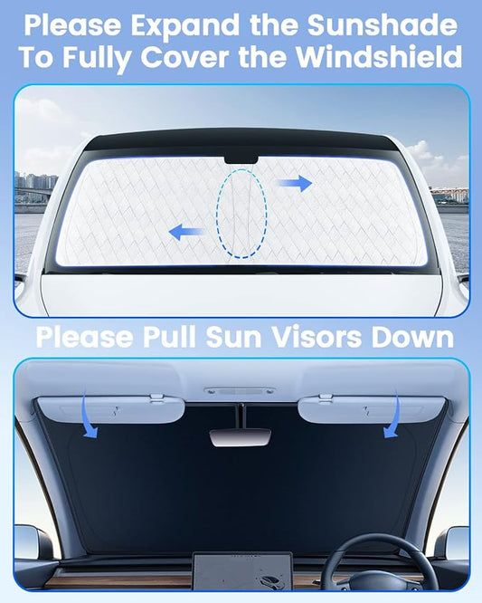 KUST Windshield Shade Custom Fit for Nissan Frontier 2022 2023 2024 2025 2026 Car Accessories Sun Shade Front Windshield Sun Visor Foldable Thicker 5-Layer Block Sun UV Rays
