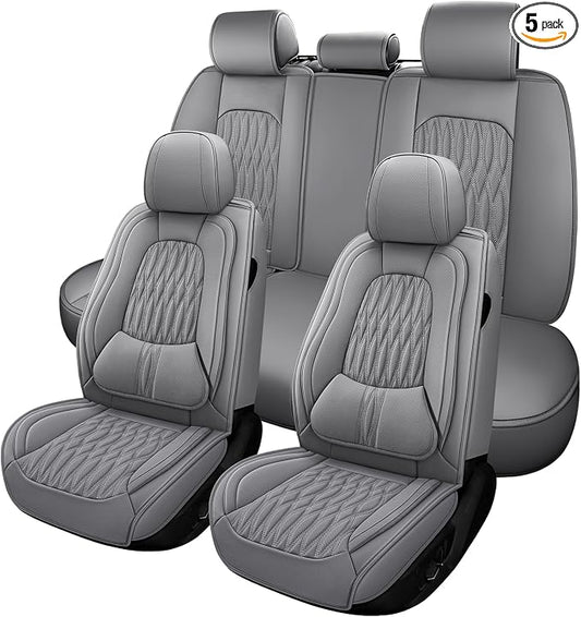 WELLDO Car Seat Covers, 5 Seats, Gray, w02 | Waterproof, Scratch-Resistant, Breathable & Easy to Clean, Universal Fit for SUV Sedan Truck, Full Set