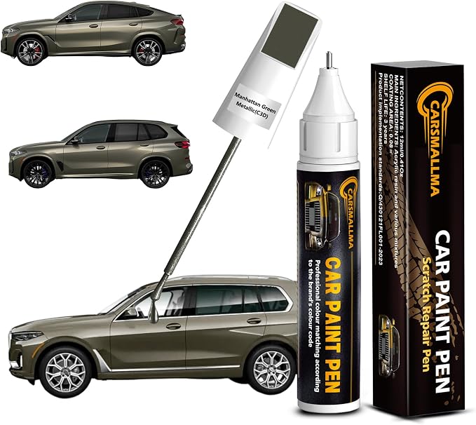 C3D Manhattan Green Metallic Car Touch Up Paint for BMW, Color Accurate Car Paint Scratch Repair Pen Kit Quick & Easy Fix Vehicle Chips and Automotive Nicks Scuff