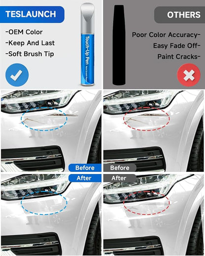 707 Crystal White Pearl Tri-Coat Touch-Up Paint, Compatible with Volvo Exact Match Scratch Repair Paint Compatible with 2016-2024 XC90,2016-2024 S90 - Code 707