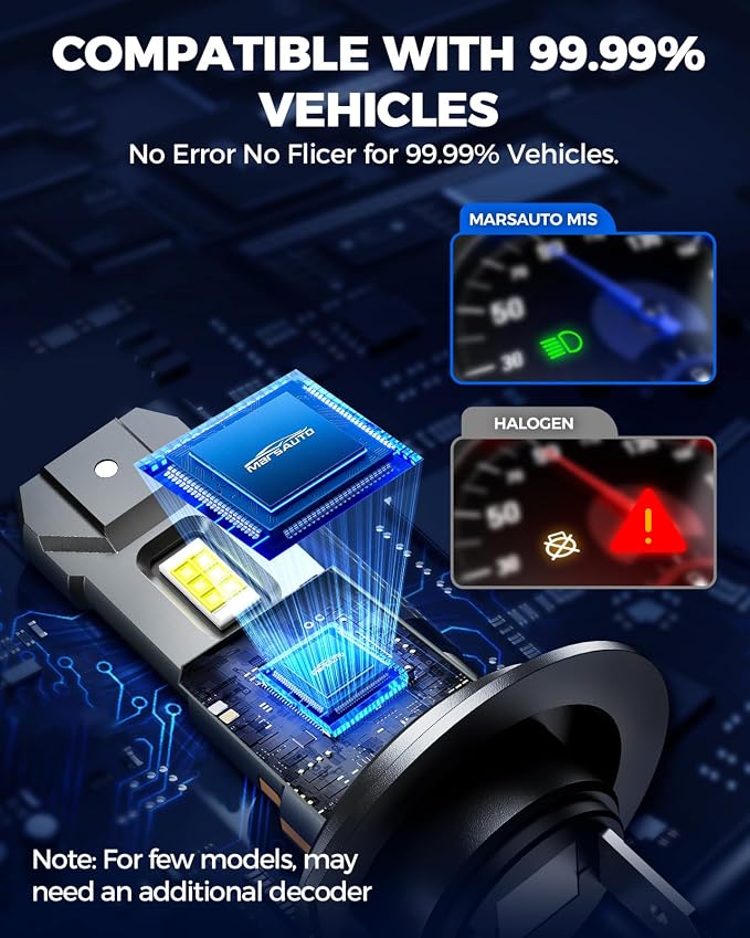 Marsauto M1S H1 H7 LED Bulbs Combo, 80000LM 6000K Cool White Super Bright, 2 Pairs H1+H7 LED Fog Light Replacement, Plug and Play, 60,000+ Hours Lifespan, 4-Pack for ATV Headlights
